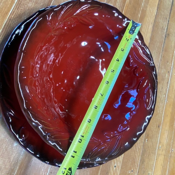 Crate&Barrel Large Red Platter and Bowl - Picture 2 of 5